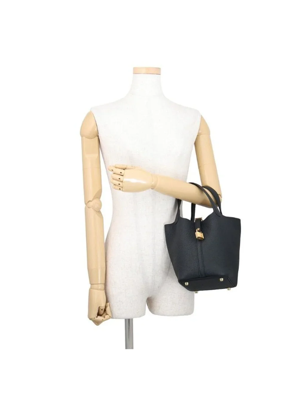 Hermes Handbag Picotin Lock PM Black Gold Taurillon Clemence Tote